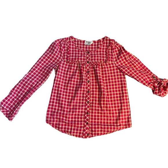 Anthropologie Holding Horses Plaid Button Up Shirt Top Ruffle Size 2 - Picture 4 of 12